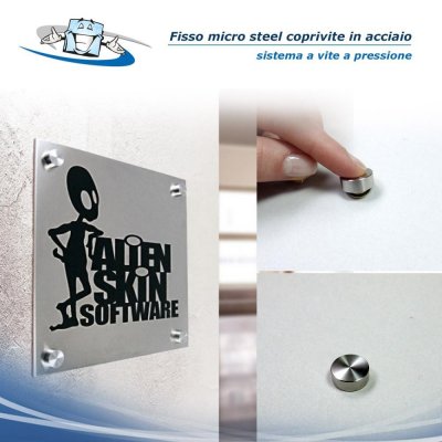 Fisso micro steel - Coprivite in acciaio con anellino in ottone