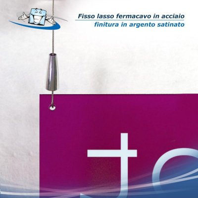 Fisso lasso - Fermacavo in ottone color argento satinato