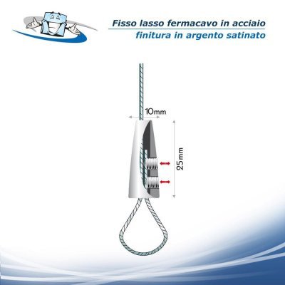 Fisso lasso - Fermacavo in ottone color argento satinato