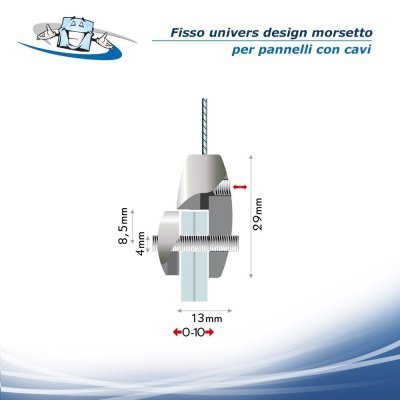 Fisso univers design - Morsetto variabile per pannelli con cavi