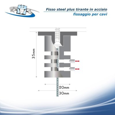 Fisso steel plus - Tirante per cavi, distanziali a soffitto in acciaio