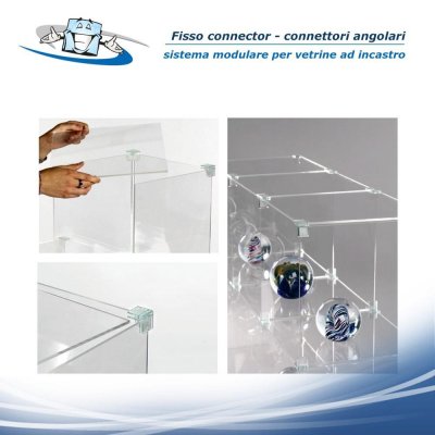 Fisso connector -  Vetrina componibile, sistema modulare per vetrine ad incastro