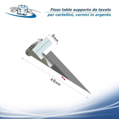 Fisso table - Supporto per cartellini di informazione, segnaposto, cornici in vetro e in legno