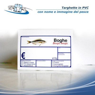 Cartellini segnaprezzo pescheria in PVC f.to 11x7,7 cm
