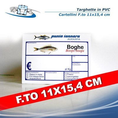 Cartellini segnaprezzo pescheria in PVC f.to 11x15,4 cm