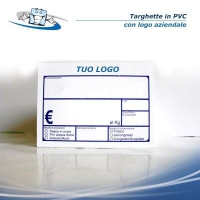 Cartellini segnaprezzo pescheria in PVC f.to 11x15,4 cm con Tuo Logo