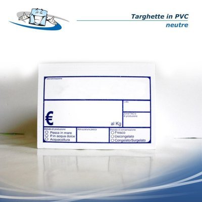 Cartellini segnaprezzo pescheria in PVC f.to 11x15,4 cm neutro