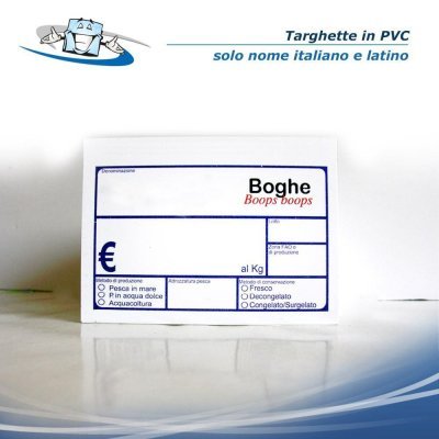 Cartellini segnaprezzo pescheria in PVC f.to 11x15,4 cm con Nome Pesce
