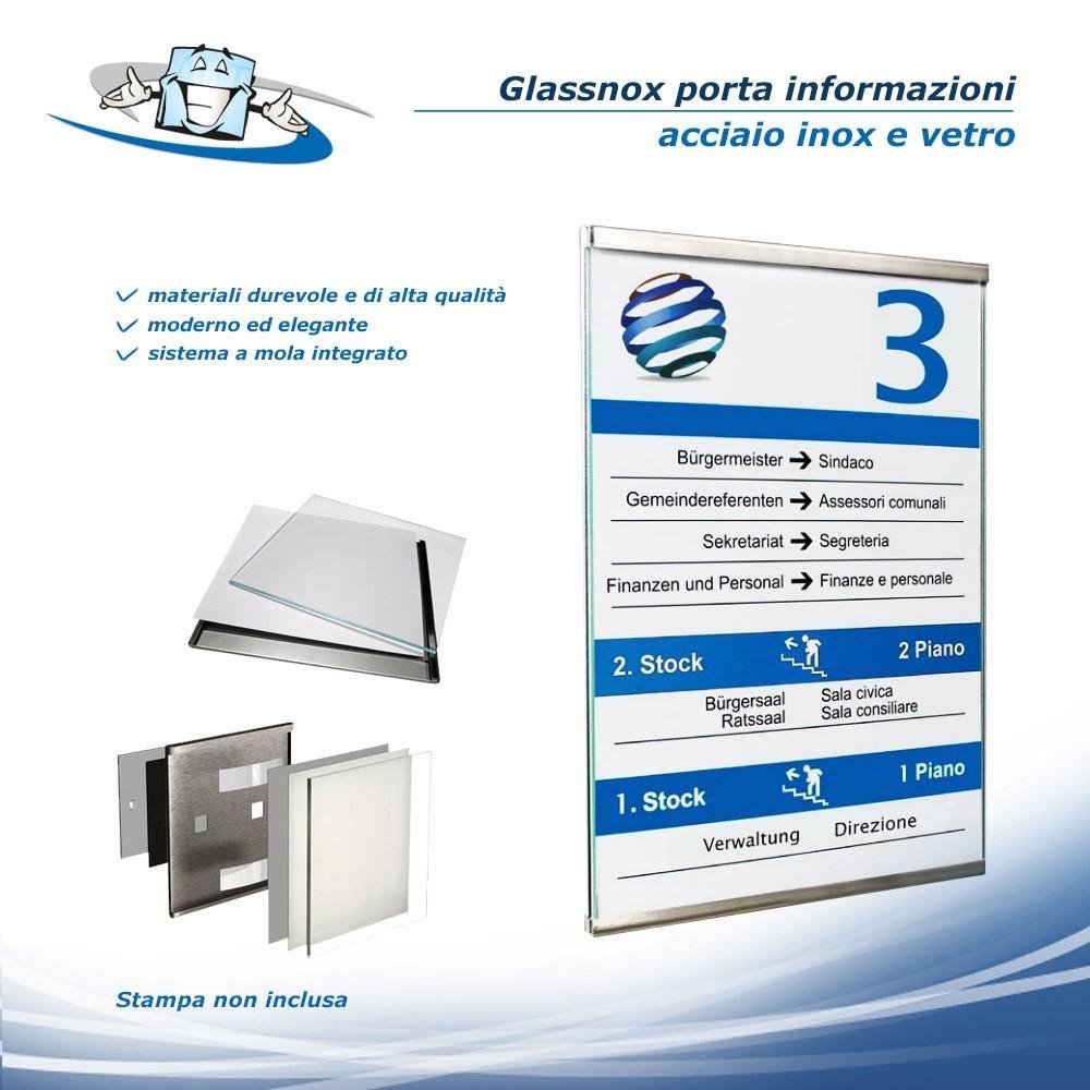 Glassnox - Pannello porta informazioni moderno in acciaio da parete
