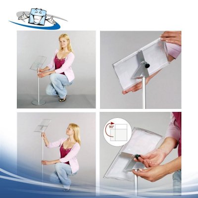 Piantana autoportante espositore da terra regolabile in altezza in due formati