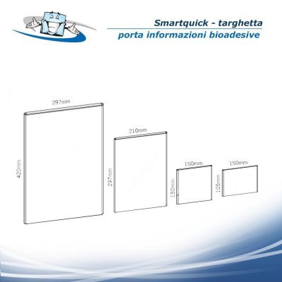 Smartquick - Targhetta porta informazioni bioadesive con personalizzazione inclusa in vari formati