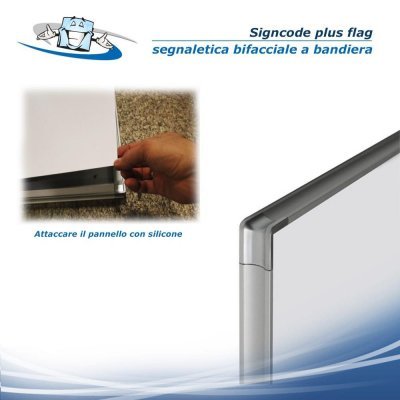 Signcode plus flag - Segnaletica bifacciale a bandiera in alluminio in varie misure
