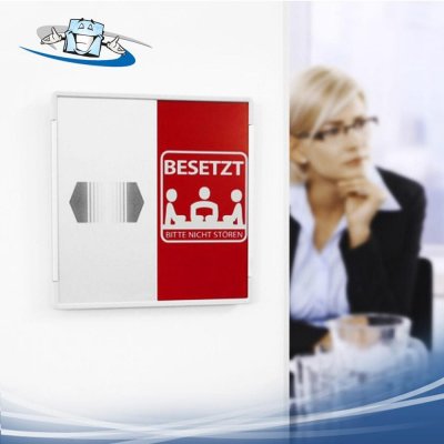 Signcode in-out - Targa segnaletica libero/occupato in alluminio in tre lingue