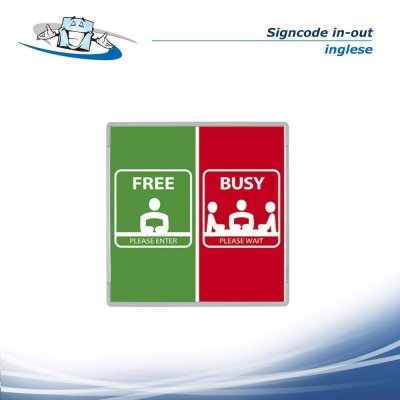 Signcode in-out - Targa segnaletica libero/occupato in alluminio in tre lingue