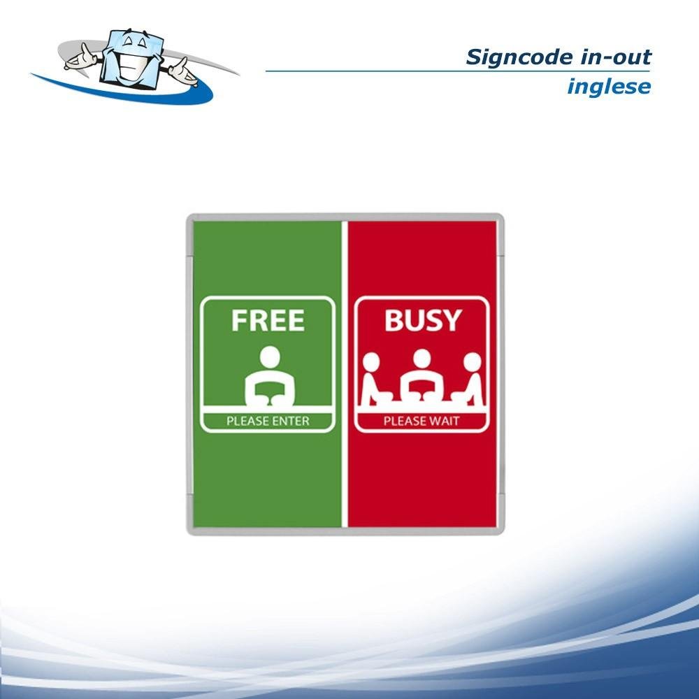 Signcode in-out - Targa segnaletica libero/occupato in alluminio in tre lingue