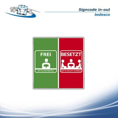 Signcode in-out - Targa segnaletica libero/occupato in alluminio in tre lingue