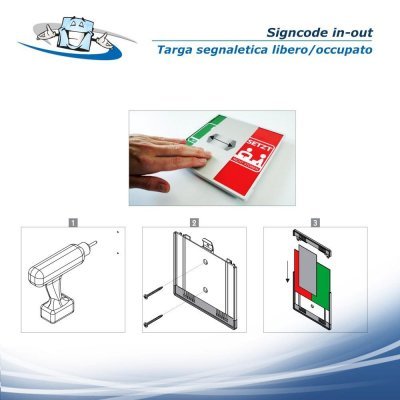 Signcode in-out - Targa segnaletica libero/occupato in alluminio in tre lingue