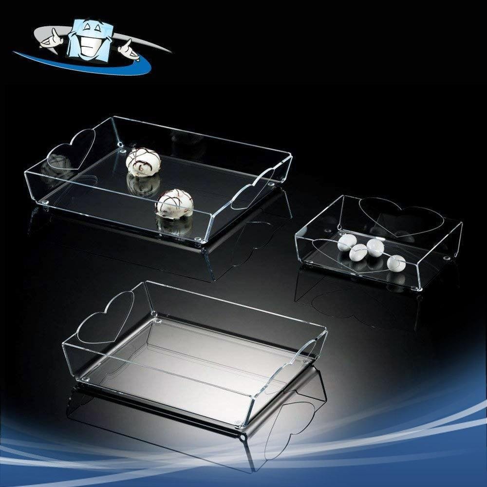 Vassoi di servizio trasparenti a cuore in plexiglass in tre dimensioni
