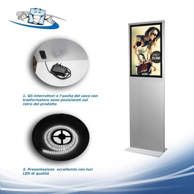 Ipoint lumo - Espositore da terra con pannello illuminato