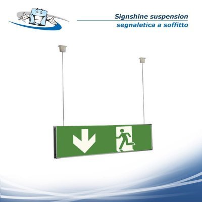 Signshine suspension - Segnaletica di sicurezza fotoluminescente a soffitto in varie misure