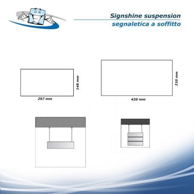 Signshine suspension - Segnaletica di sicurezza fotoluminescente a soffitto in varie misure