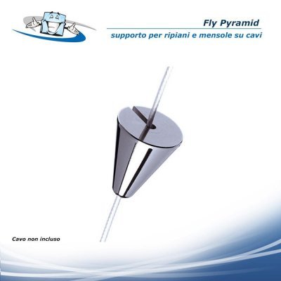 Fly Pyramid - Supporto per ripiani e mensole a sospensione su cavi