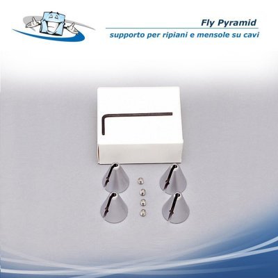 Fly Pyramid - Supporto per ripiani e mensole a sospensione su cavi