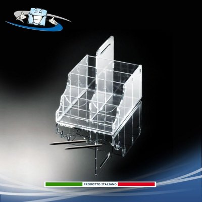 Porta bustine monodose in plexiglass da banco