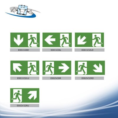 Signshine wall - Segnaletica di uscita di sicurezza luminescente a parete in varie misure e simboli