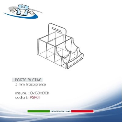 Porta bustine monodose in plexiglass da tavolo o da banco per la ristorazione