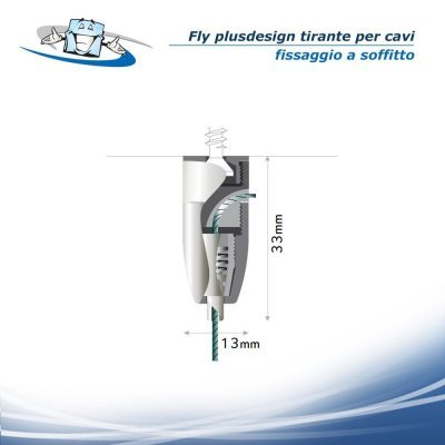 Fly PlusDesign - Tirante regolabile per cavi autobloccante fissaggio a soffitto