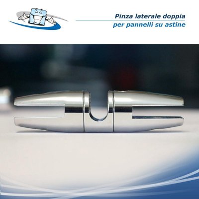 Fly Style doppio - Pinza laterale doppia per pannelli su astine