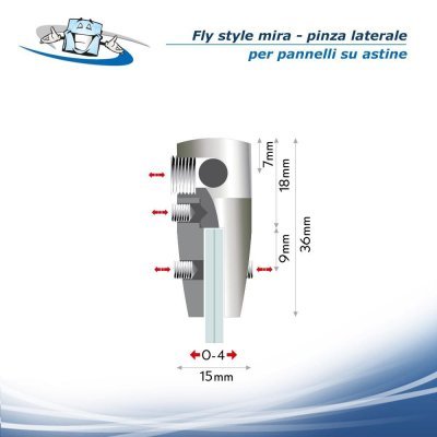 Fly style mira - Pinza laterale per pannelli su astine