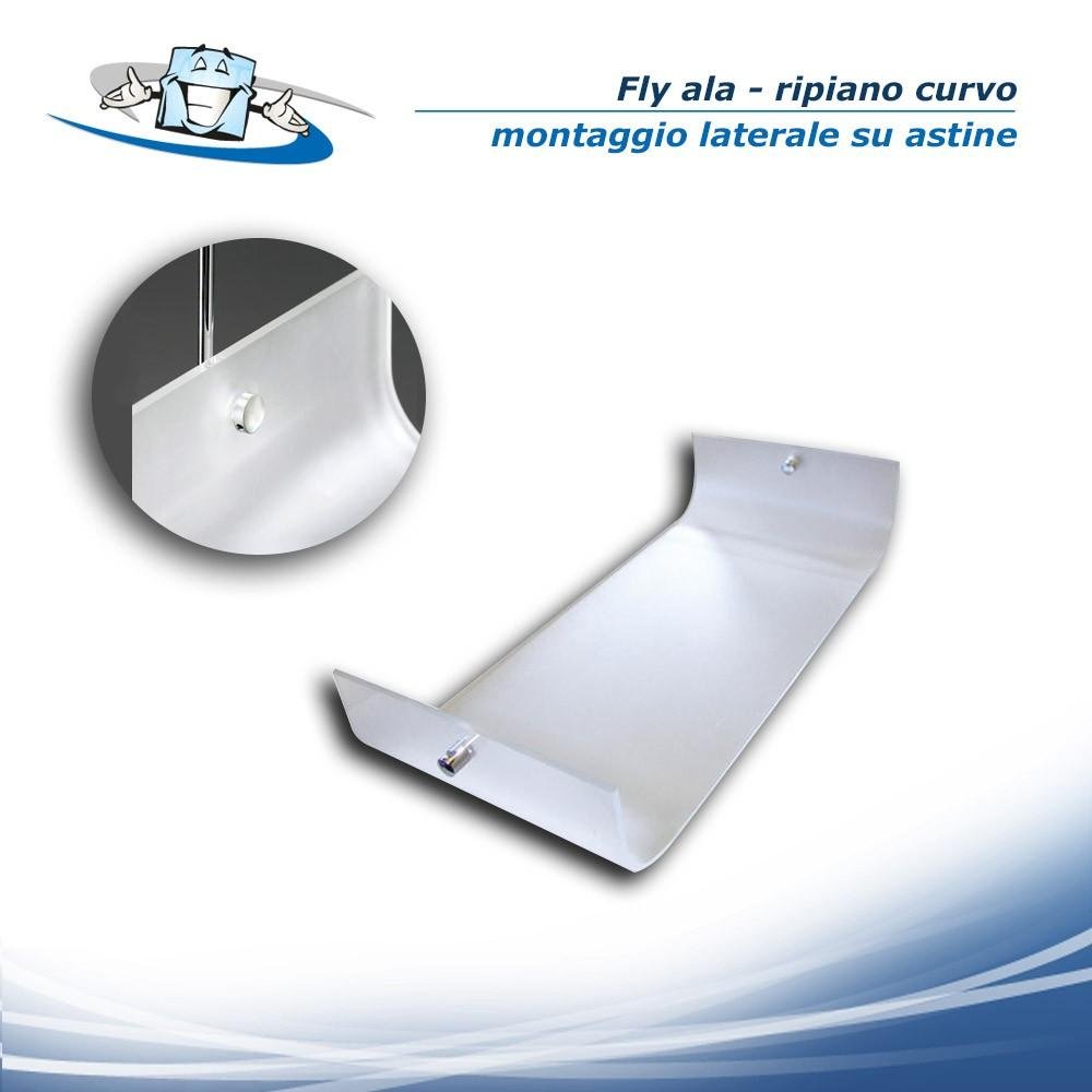 Fly ala - Ripiano curvo color ghiaccio per sistemi su aste