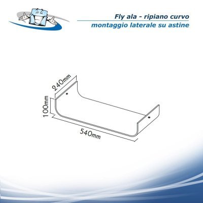 Fly ala - Ripiano curvo color ghiaccio per sistemi su aste