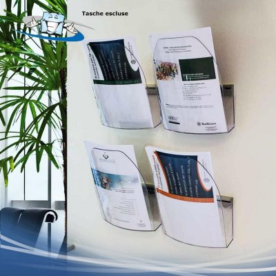 Dacapo rail - Profilo a parete per agganciare tasche portadepliant, porta poster in diverse misure