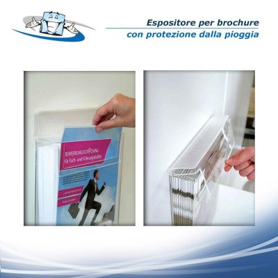 Taymar infobox - Espositore trasparente per brochure, riviste, depliant a parete per esterno e interno