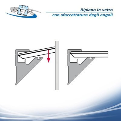 Ripiano in vetro per binario rail a parete