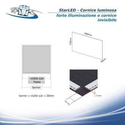 StarLED F.to H 2 x L 1,15 m - Cornice luminosa LED monofacciale per banner con personalizzazione inclusa