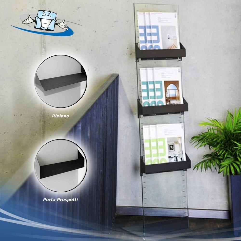 Glass folder - Espositore da terra porta depliant, brochure in vetro