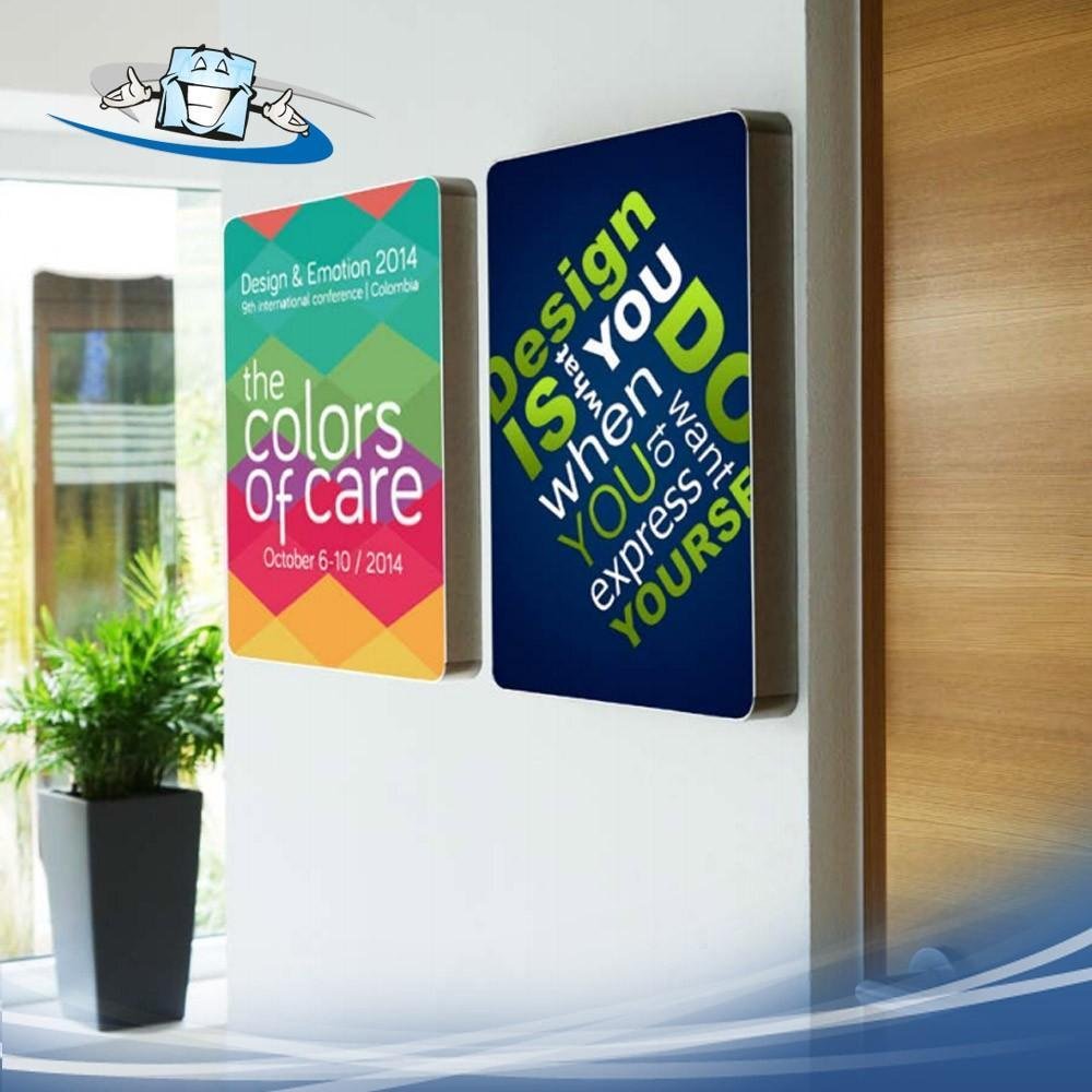 Steelframe - Cornice per banner in tessuto effetto acciaio inox con angoli arrotondati con personalizzazione inclusa