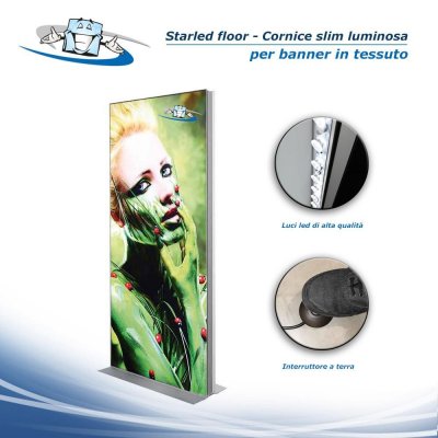 Starled floor - Cornice LED luminosa monofacciale - bifacciale per banner in tessuto con personalizzazione inclusa