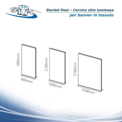 Starled floor - Cornice LED luminosa monofacciale - bifacciale per banner in tessuto con personalizzazione inclusa