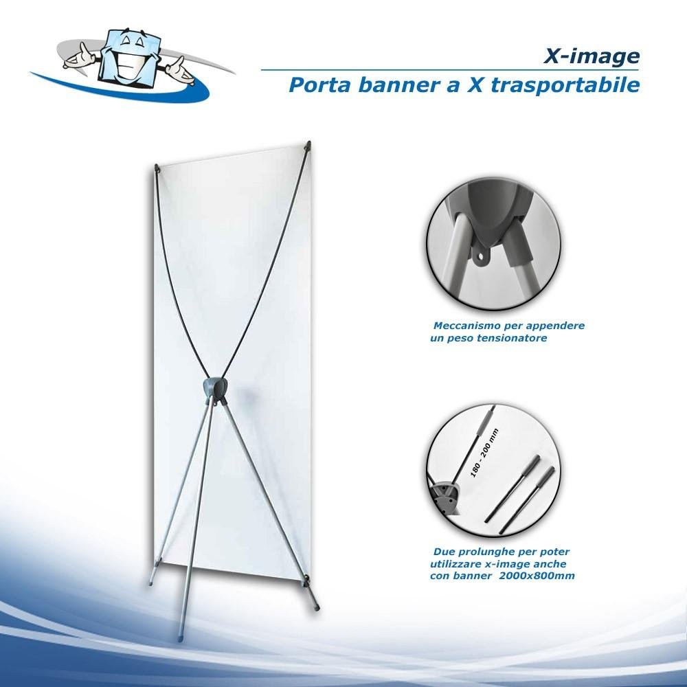 X-image - Porta banner a X trasportabile con personalizzazione inclusa