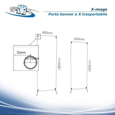 X-image - Porta banner a X trasportabile con personalizzazione inclusa