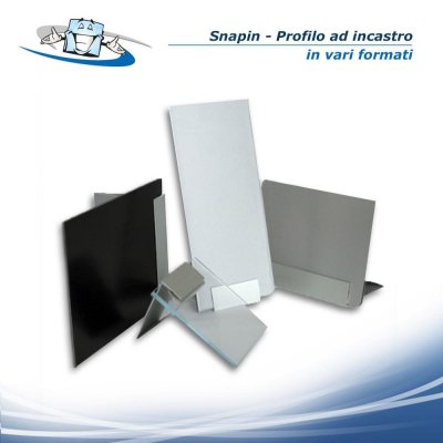 Snapin - Profilo ad incastro, espositore da banco utilizzabile come porta nome, porta prezzi o cornice per foto
