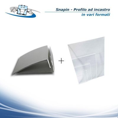 Snapin - Profilo ad incastro, espositore da banco utilizzabile come porta nome, porta prezzi o cornice per foto