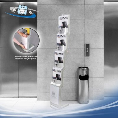 Realzip - Espositore richiudibile porta depliant da terra composto da 4 tasche