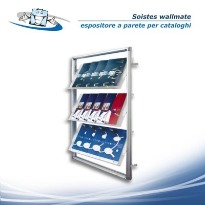 Soistes wallmate - Espositore a parete per cataloghi, depliant e libri con tre ripiani