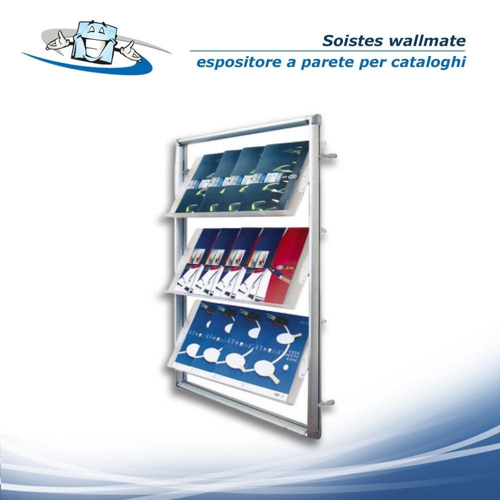 Soistes wallmate - Espositore a parete per cataloghi, depliant e libri con tre ripiani